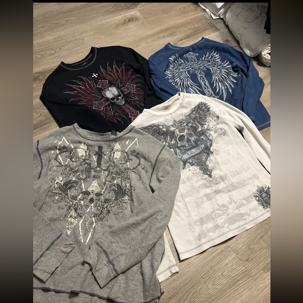 Bulk lot of 4 gothic grunge thermal longsleeves